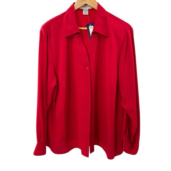 Notations Women’s Shirt 2X Red Button-Down NWT - Picture 1 of 8